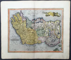 1607 Mercator Hondius Original Antique Map of Ireland - Rare and beautiful