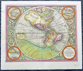 1613 Mercator Antique Map of America & The Great Southern Land - Terra Australis