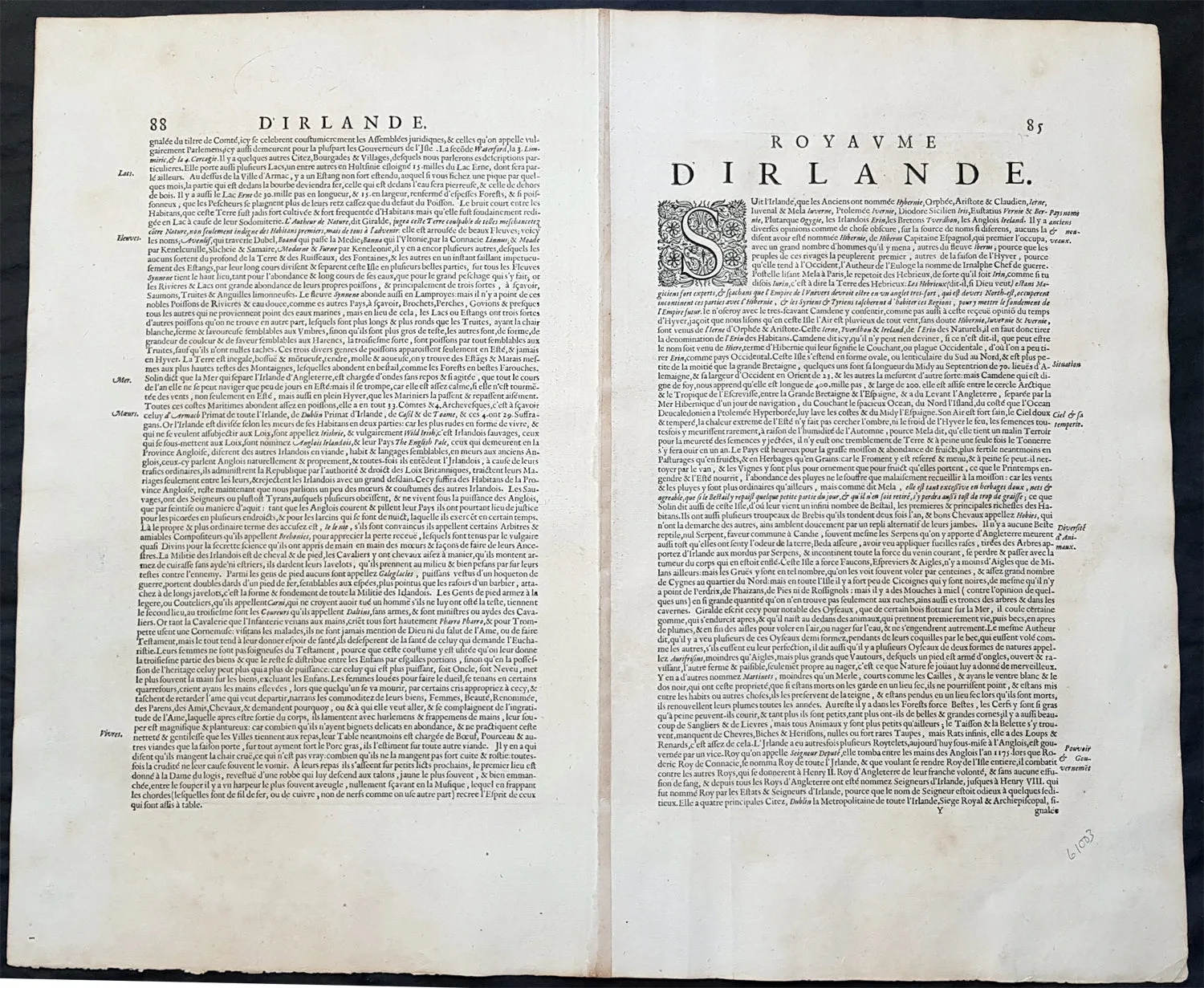 1628 Gerard Mercator Original Antique Map of Ireland - Irlandiae Regnum