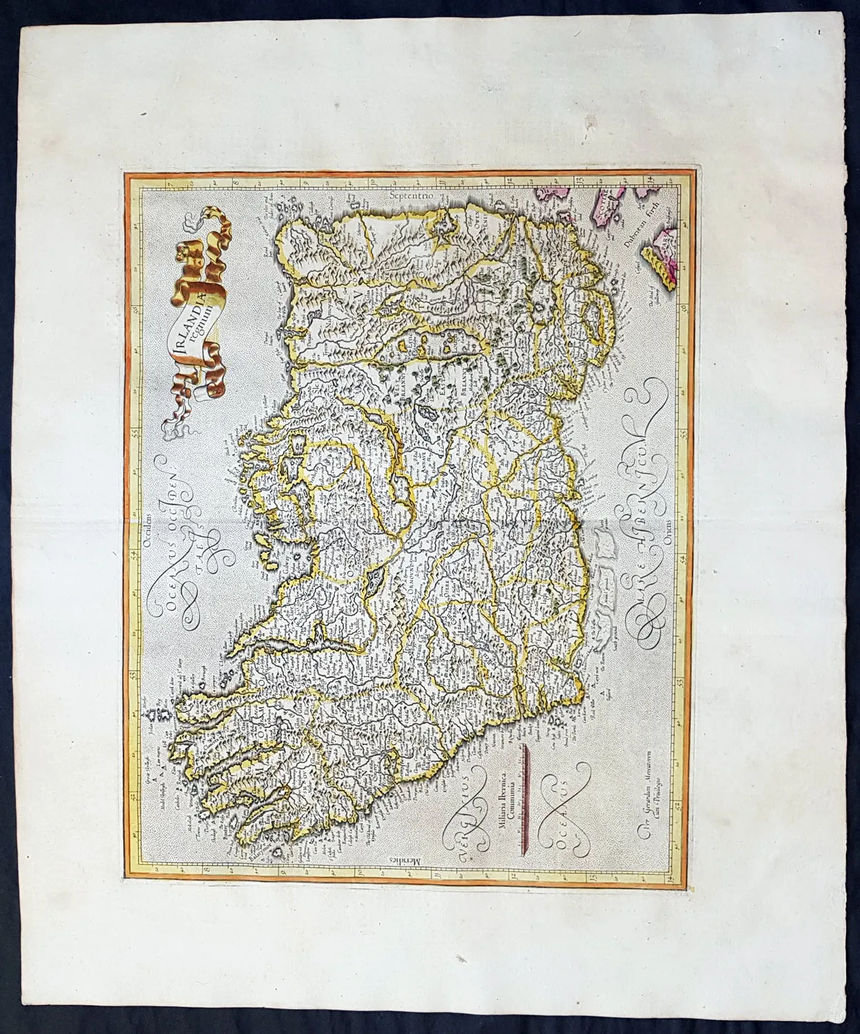 1628 Gerard Mercator Original Antique Map of Ireland - Irlandiae Regnum