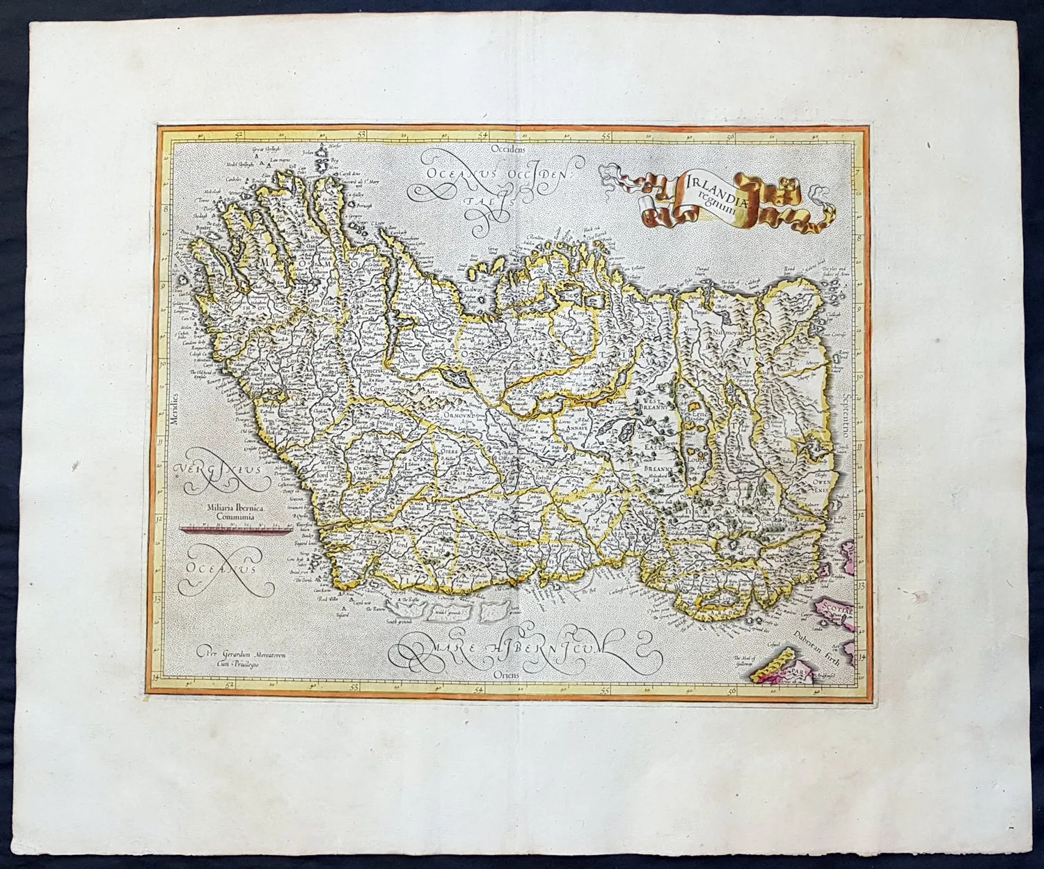 1628 Gerard Mercator Original Antique Map of Ireland - Irlandiae Regnum