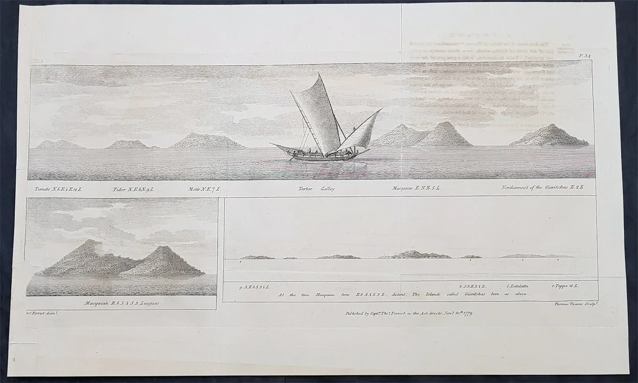 1779 Thomas Forrest Antique Print Views Maluku, Moluccas Spice Islands Indonesia