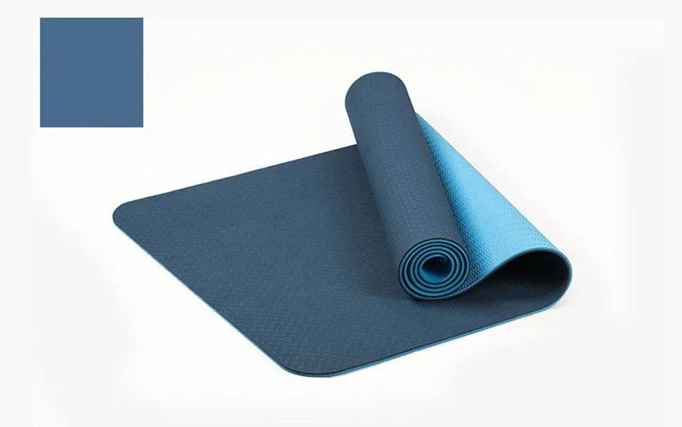 183*61cm 6mm Thick Double Color Non-slip TPE Yoga Mat Exercise Sport Mat for Fitness Gym Home Pad with Carry Bag