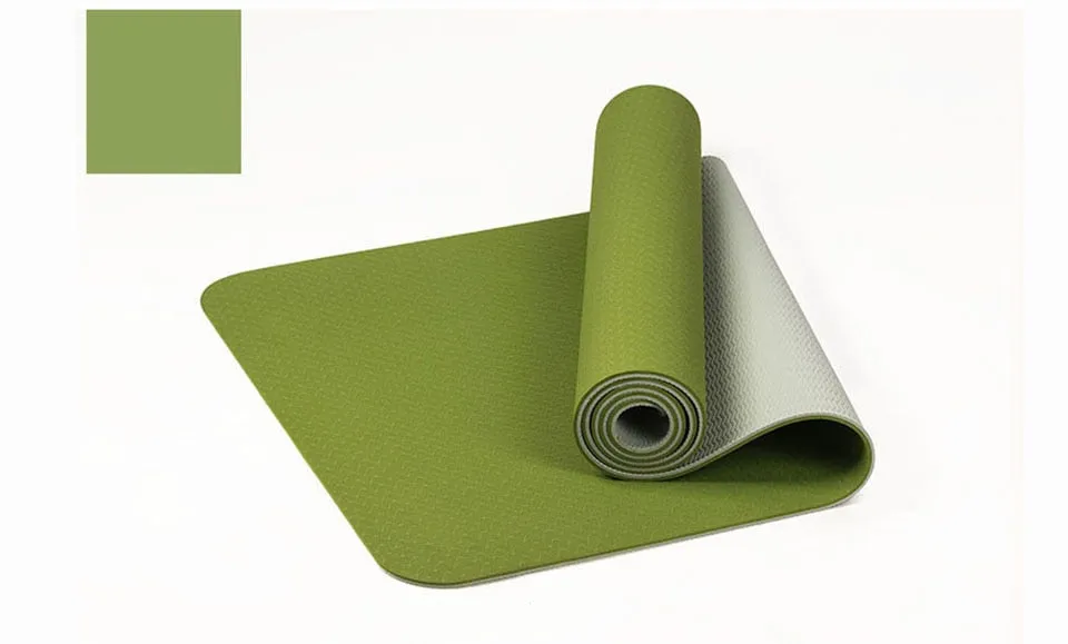 183*61cm 6mm Thick Double Color Non-slip TPE Yoga Mat Exercise Sport Mat for Fitness Gym Home Pad with Carry Bag