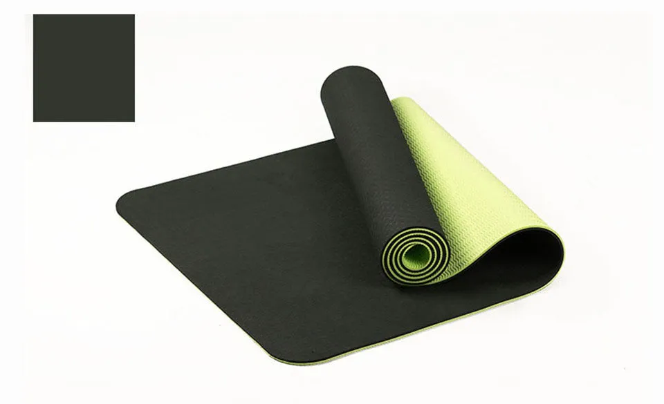 183*61cm 6mm Thick Double Color Non-slip TPE Yoga Mat Exercise Sport Mat for Fitness Gym Home Pad with Carry Bag