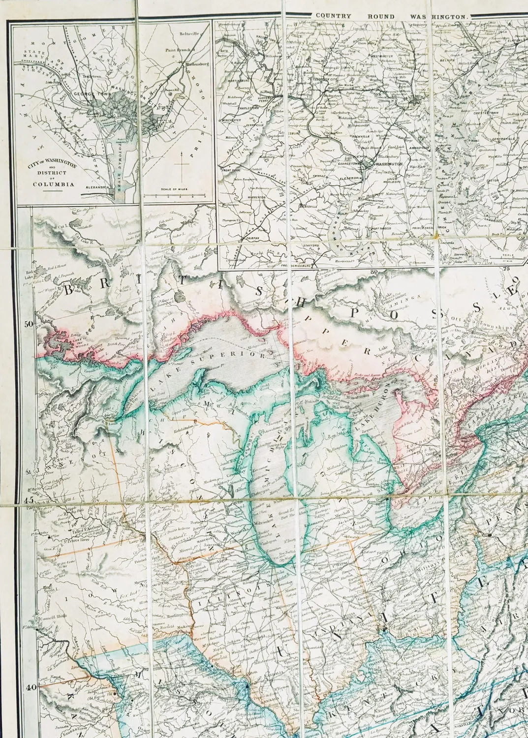 1865 James Wyld Large Antique Folding American Civil War Map - Extremely Rare