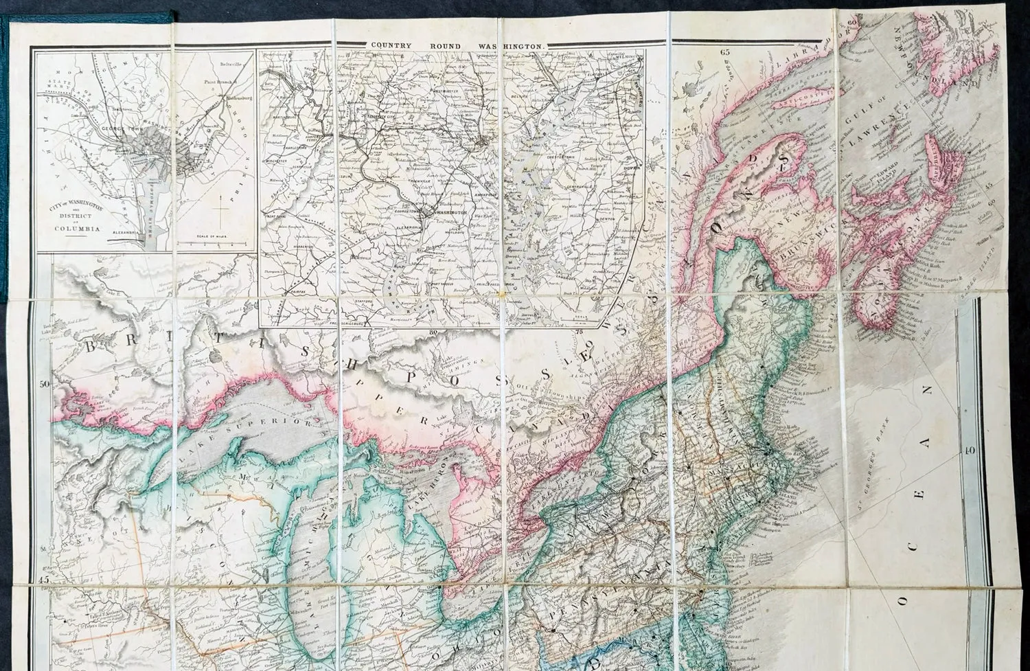 1865 James Wyld Large Antique Folding American Civil War Map - Extremely Rare