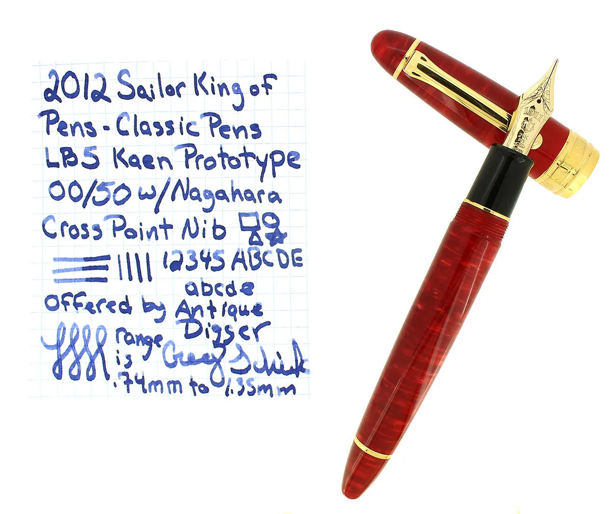 2012 SAILOR KING OF PENS CLASSIC PENS LB5 KAEN PROTOTYPE FOUNTAIN PEN NAGAHARA CROSS POINT NIB