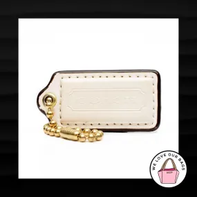 2" Medium COACH WHITE PATENT LEATHER BRASS KEY FOB BAG CHARM KEYCHAIN HANG TAG