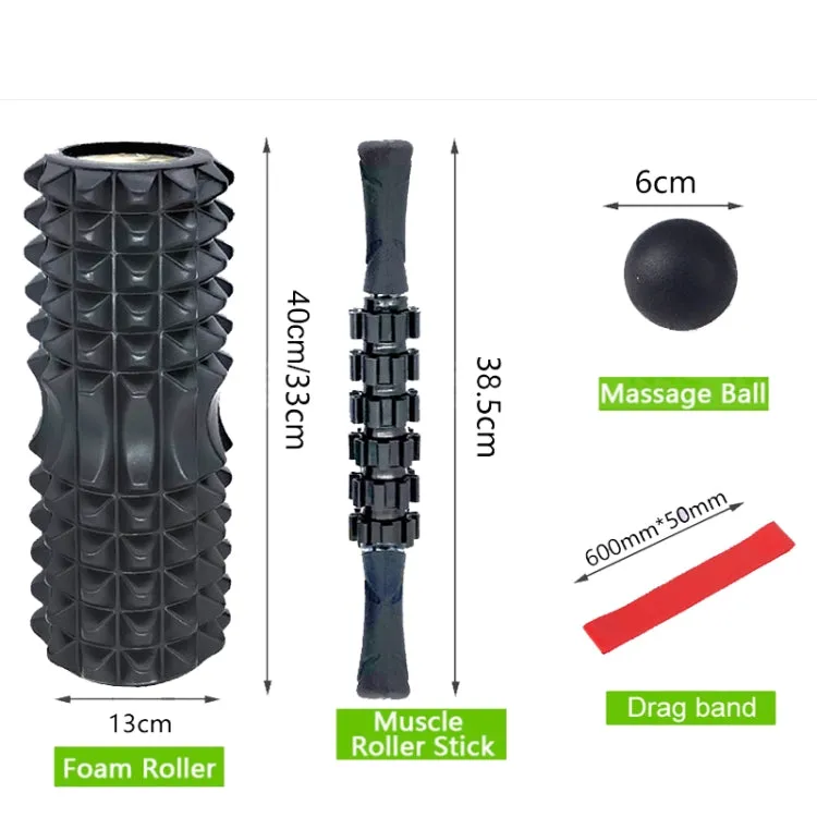 3pcs/set Crescent Hollow Foam Roller Yoga Column Set Fitness Muscle Relaxation Massager Set(33cm Purple)