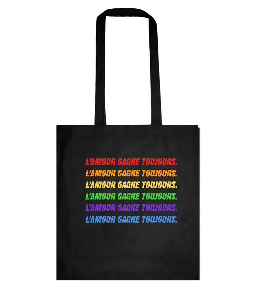 Amour Gagne Toujours Design - Basic colored cotton shopping bag