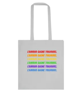 Amour Gagne Toujours Design - Basic colored cotton shopping bag