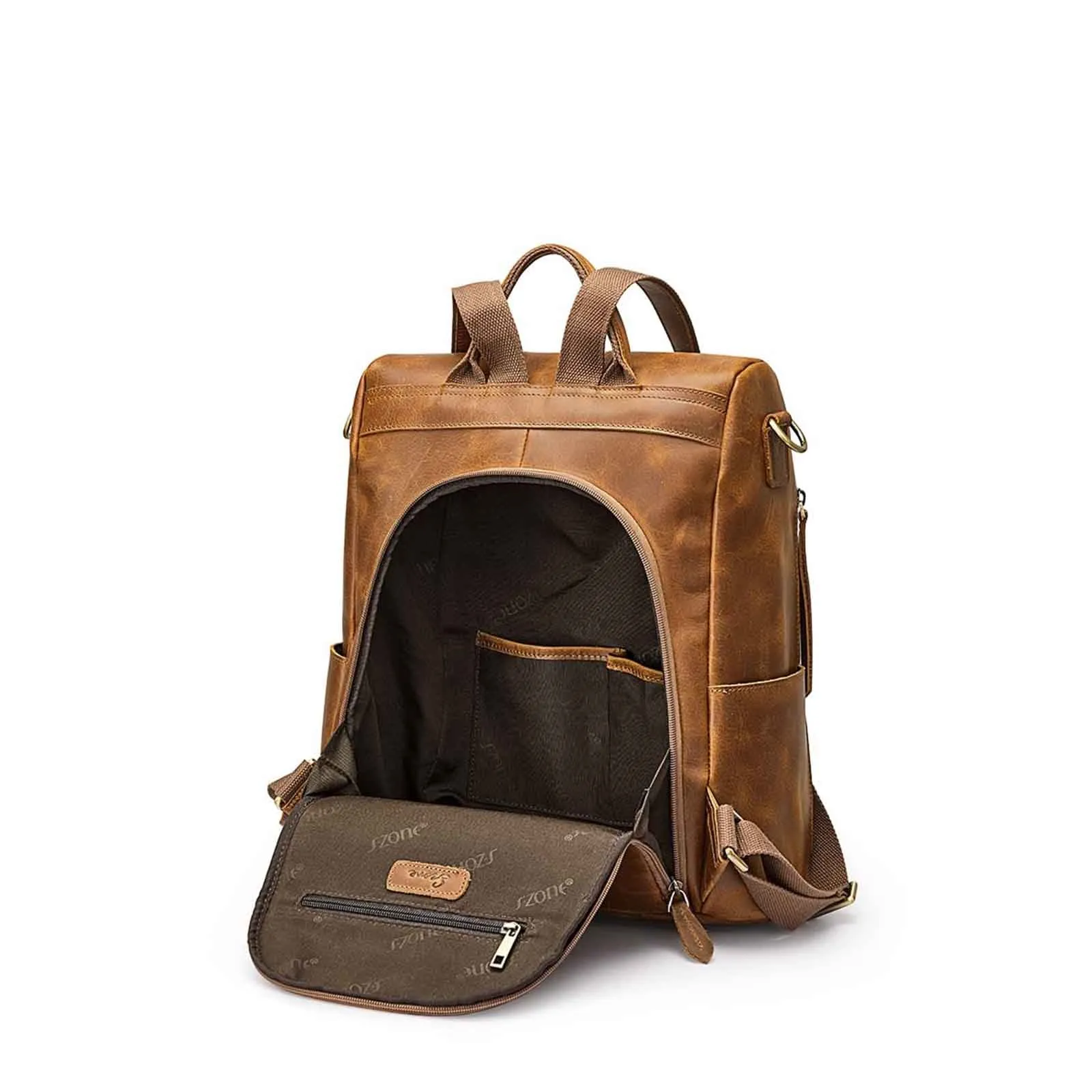 Anti-Theft Vintage Leather Backpack