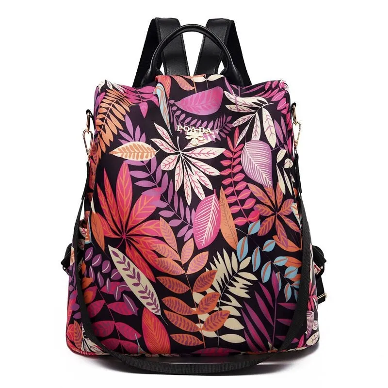 Anti-Theft Waterproof Flower Printing Women's Backpack