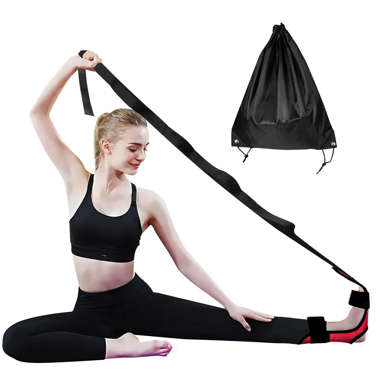 Anyfit Yoga Band Stretcher Solid Red Strap Resistance Belt Pilates Exercise Stretcher Fitness Tool With Bundle Bag