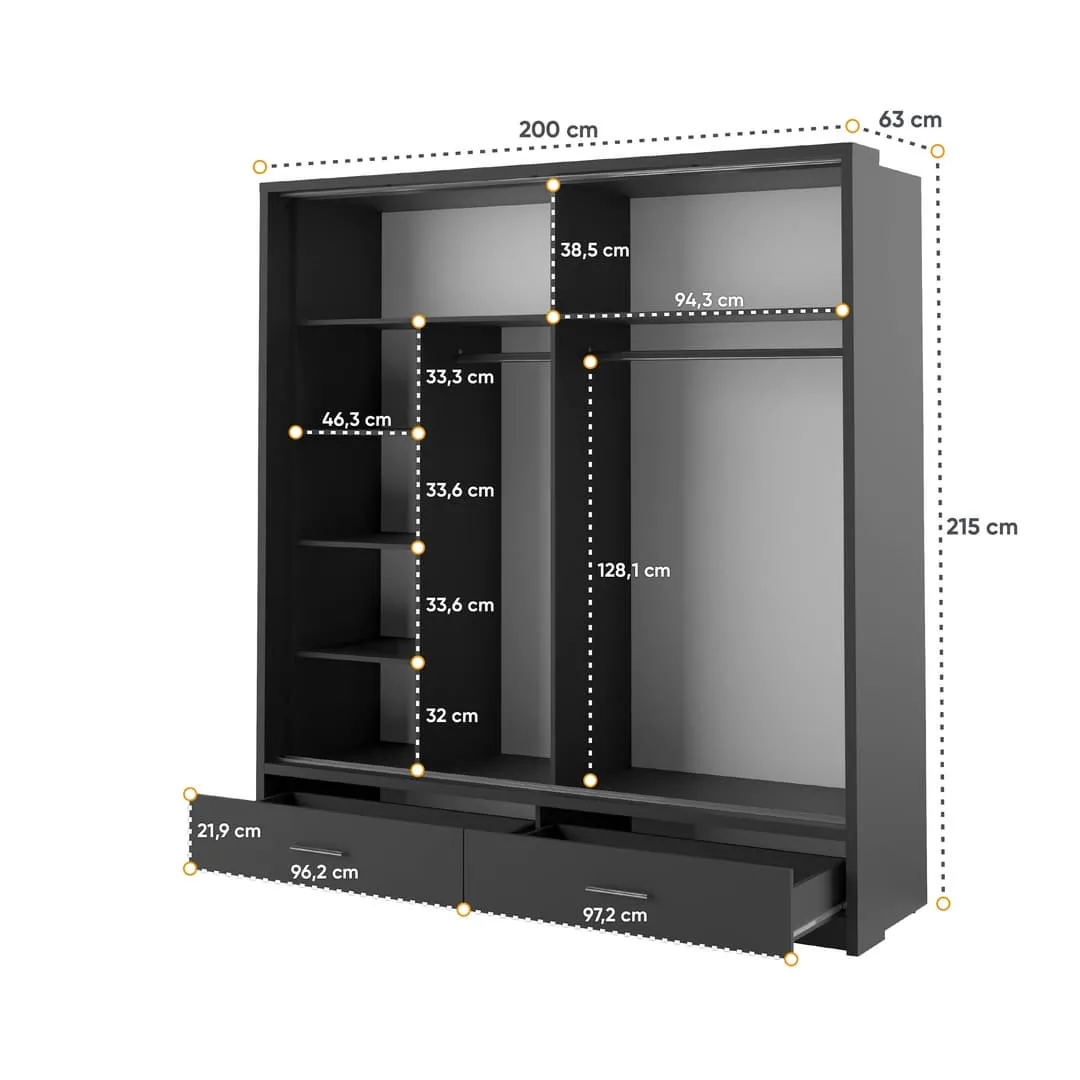 Arti 5 - 2 Sliding Door Wardrobe 200cm