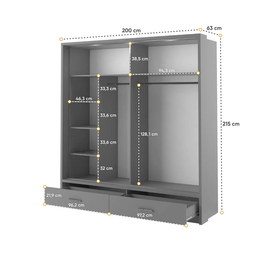 Arti 5 - 2 Sliding Door Wardrobe 200cm