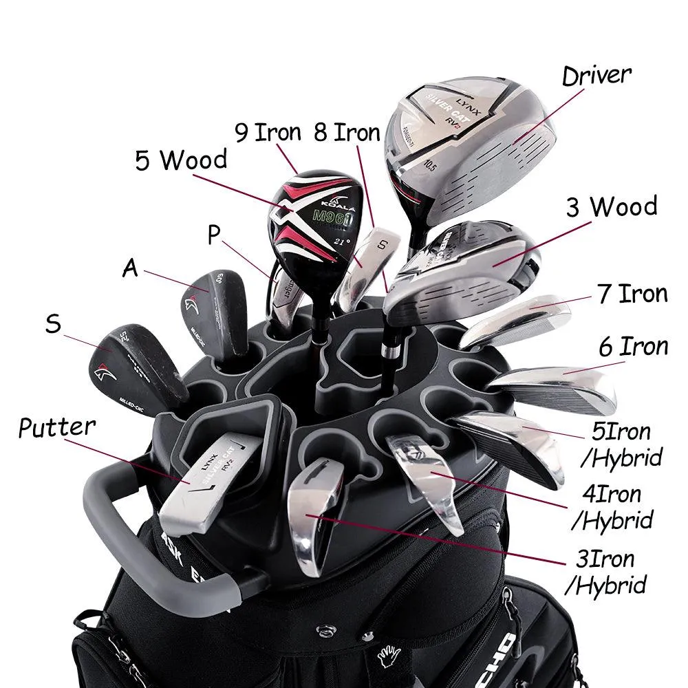 Ask Echo 2024 T-LOCK 14 Way Organizer Dividers Golf Soundless Cart Bag / Black