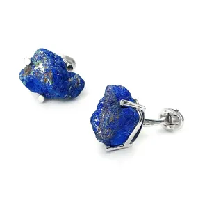 Azurite Druzy Rock Sterling  Cufflinks