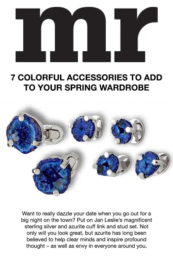 Azurite Sterling Silver Tuxedo Studs I Jan Leslie