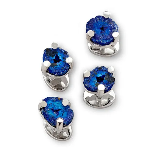 Azurite Sterling Silver Tuxedo Studs I Jan Leslie