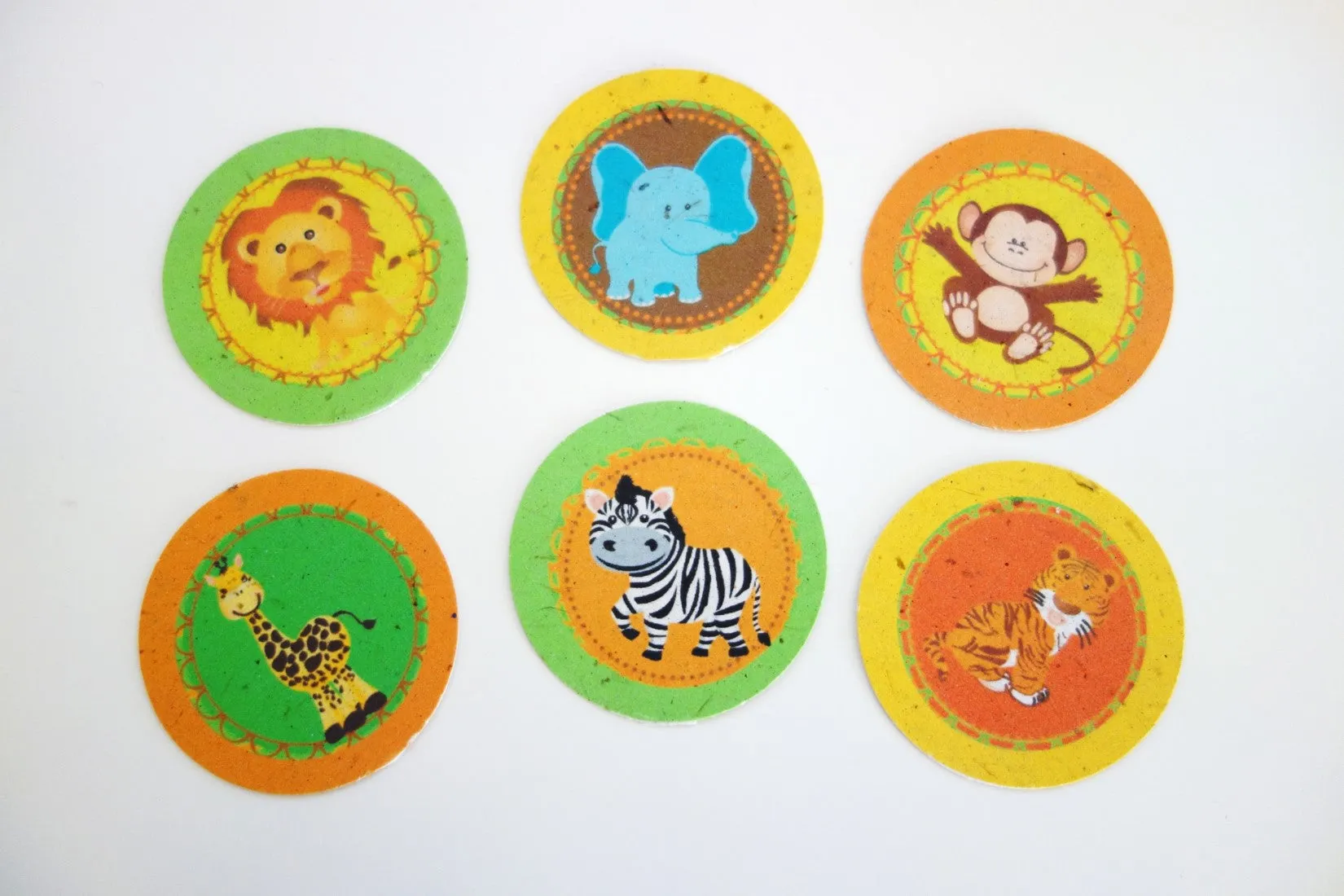 Baby Jungle 2-inch Themed Tags, Circle (Tree Free Banana Paper!) - 12 per pack