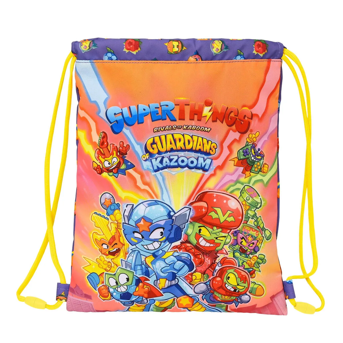 Backpack with Strings SuperThings Guardians of Kazoom Yellow Purple 26 x 34 x 1 cm