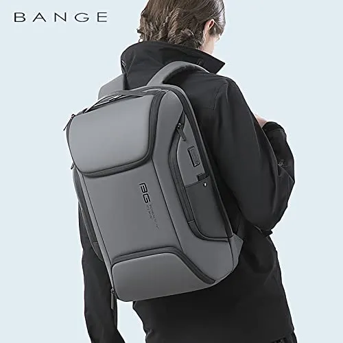 BANGE Water Resistant Polyester Anti-Theft Unisex Travel Laptop Backpack With Usb Charging Port (Grey) 21 Litre