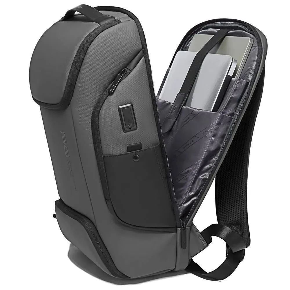 BANGE Water Resistant Polyester Anti-Theft Unisex Travel Laptop Backpack With Usb Charging Port (Grey) 21 Litre