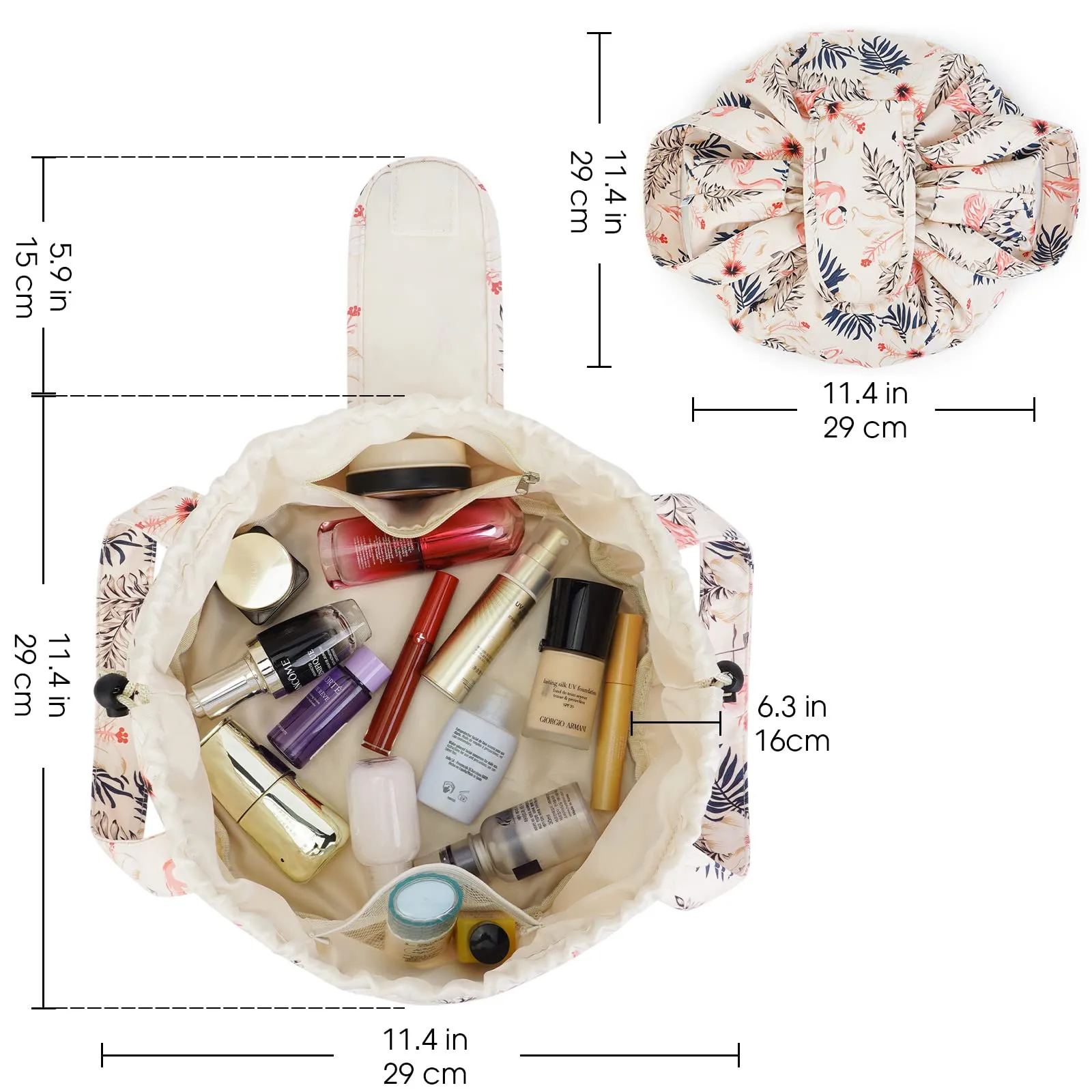 Barrel Drawstring Toiletry Makeup Bag