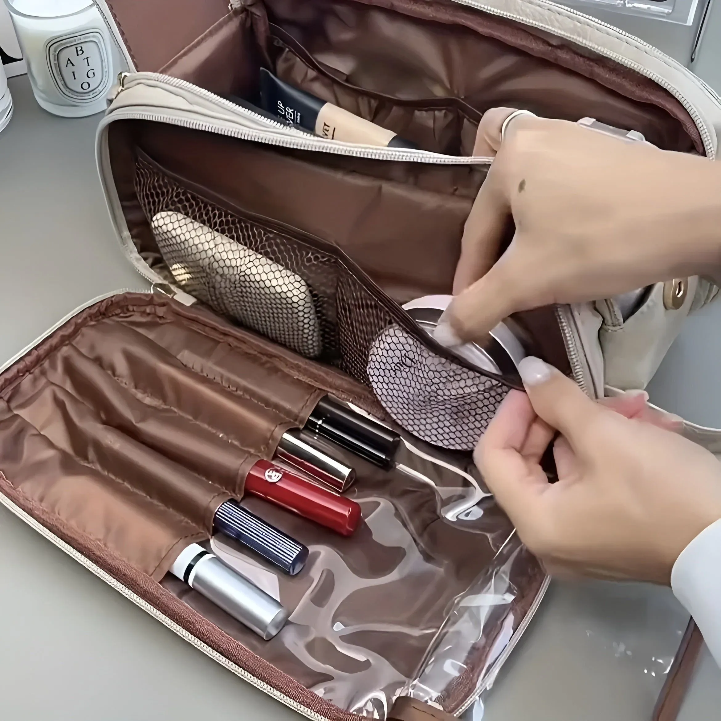 BeautyBlend Bag - Multifunktionale Geräumige Aufbewahrungs und Kosmetiktasche