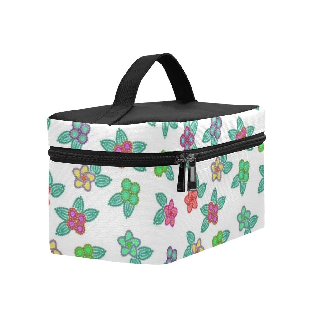 Berry Flowers White Cosmetic Bag/Large