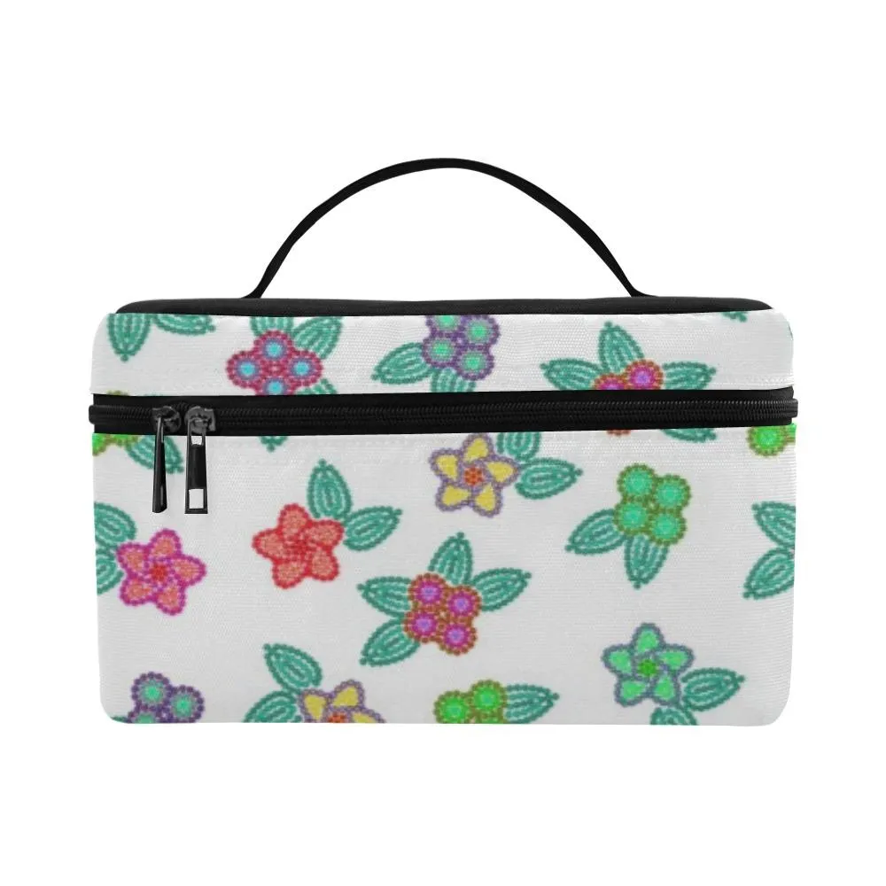 Berry Flowers White Cosmetic Bag/Large