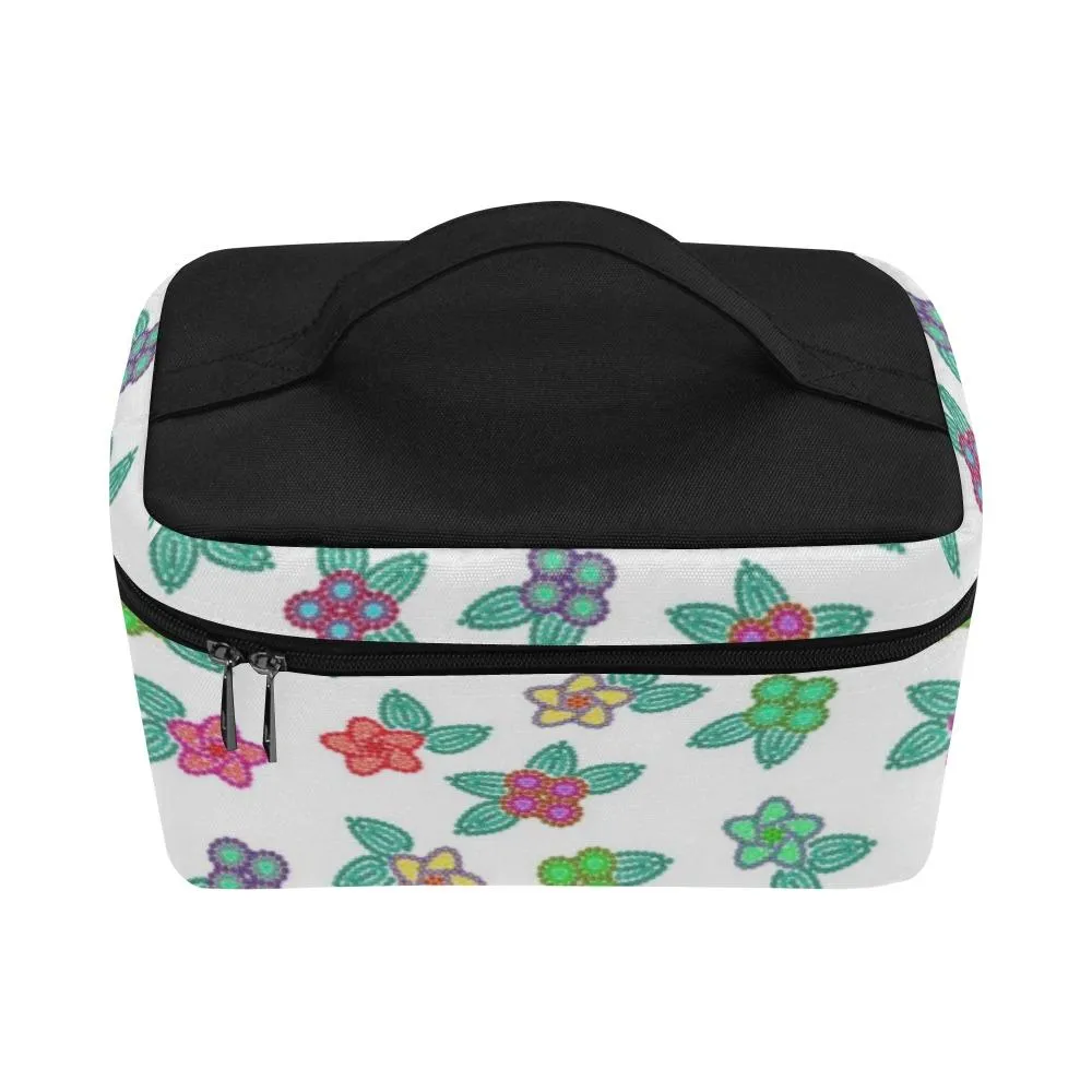 Berry Flowers White Cosmetic Bag/Large