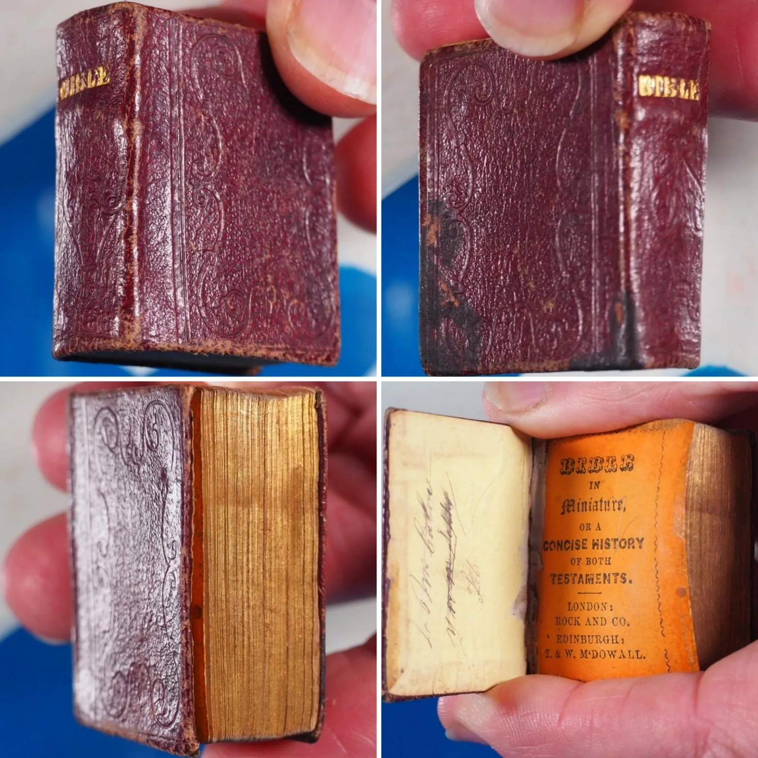 Bible in Miniature or a Concise History of both Testaments. >>MINIATURE BOOK/THUMB BIBLE<< Publication Date: 1845 Condition: Very Good