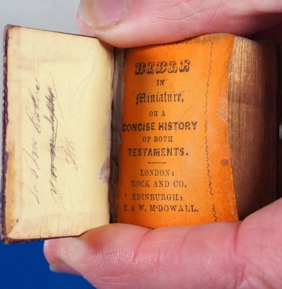 Bible in Miniature or a Concise History of both Testaments. >>MINIATURE BOOK/THUMB BIBLE<< Publication Date: 1845 Condition: Very Good