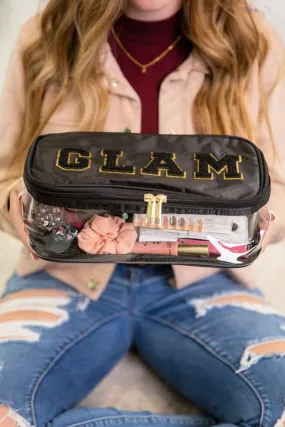 Black Glam Clear Cosmetic Bag