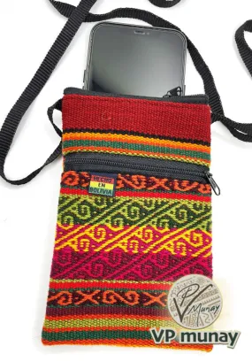 Bolivian Cellphone Crossbody Bag/Case - Rainbow Red