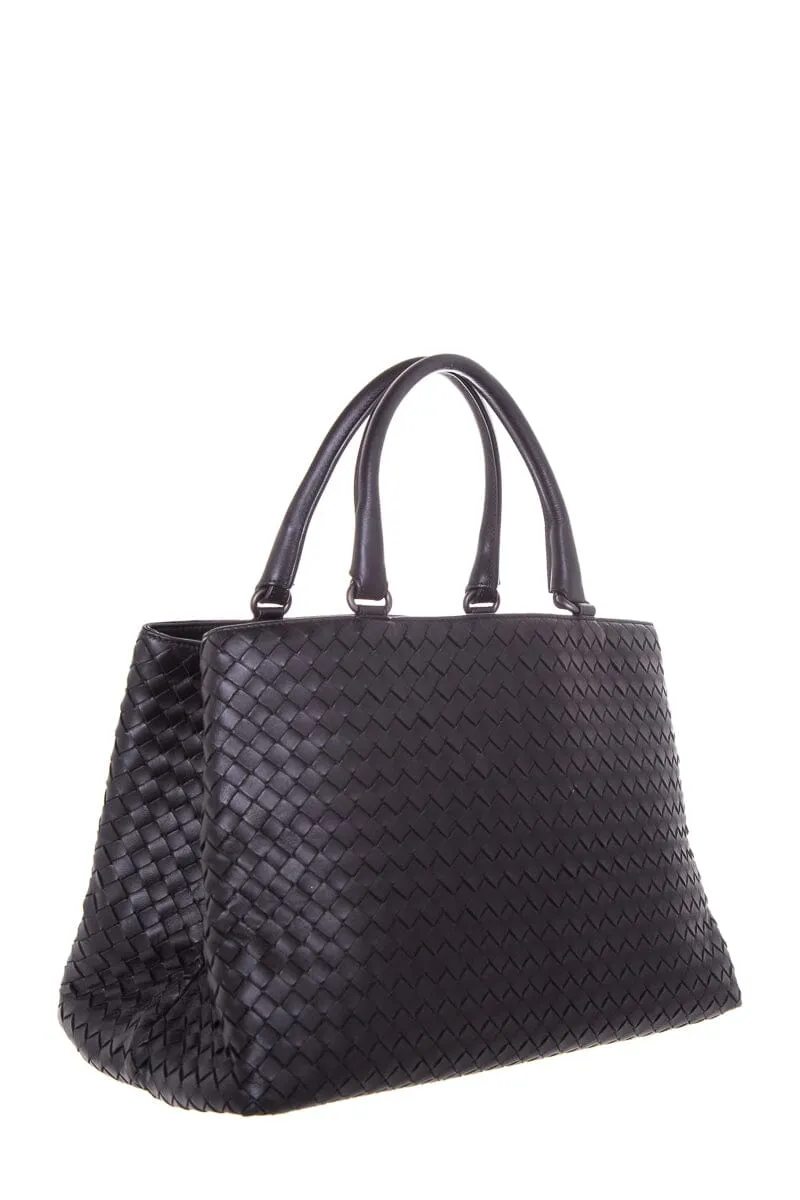 Bottega Veneta Black Intrecciato Leather Handbag