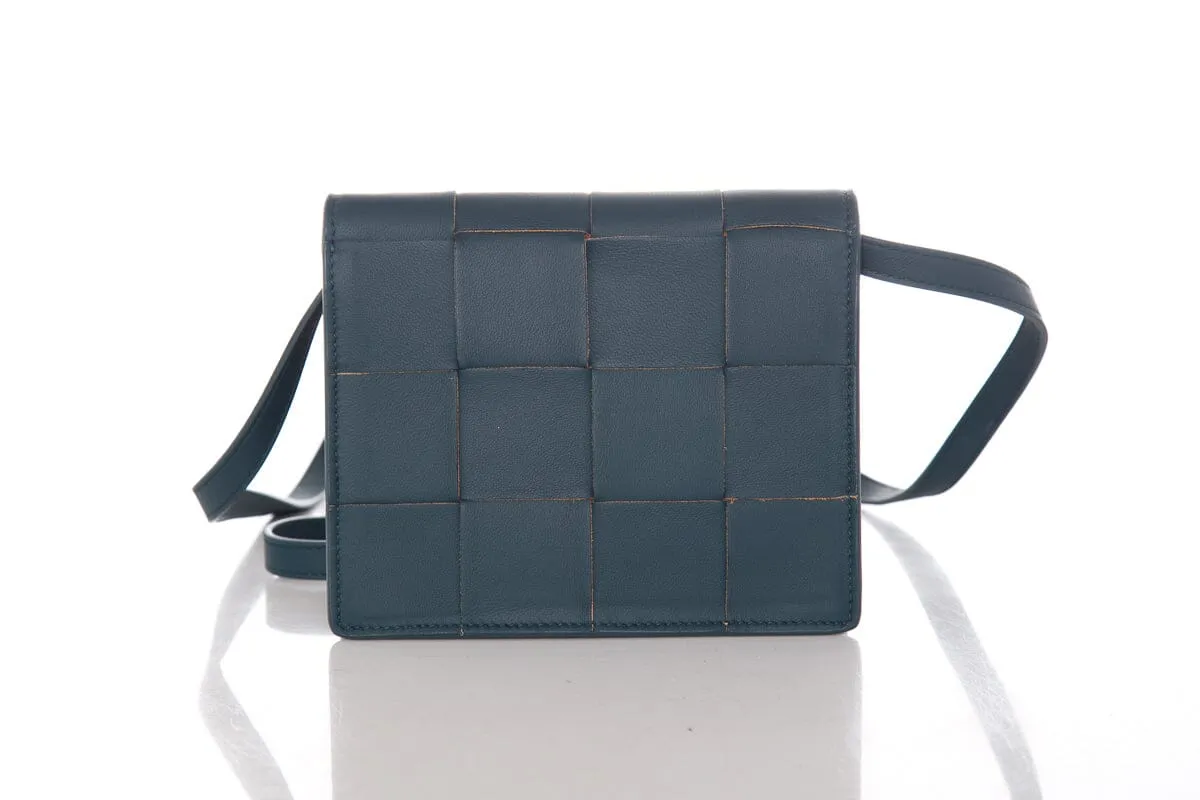 Bottega Veneta Teal Mini Cassette Cross-Body