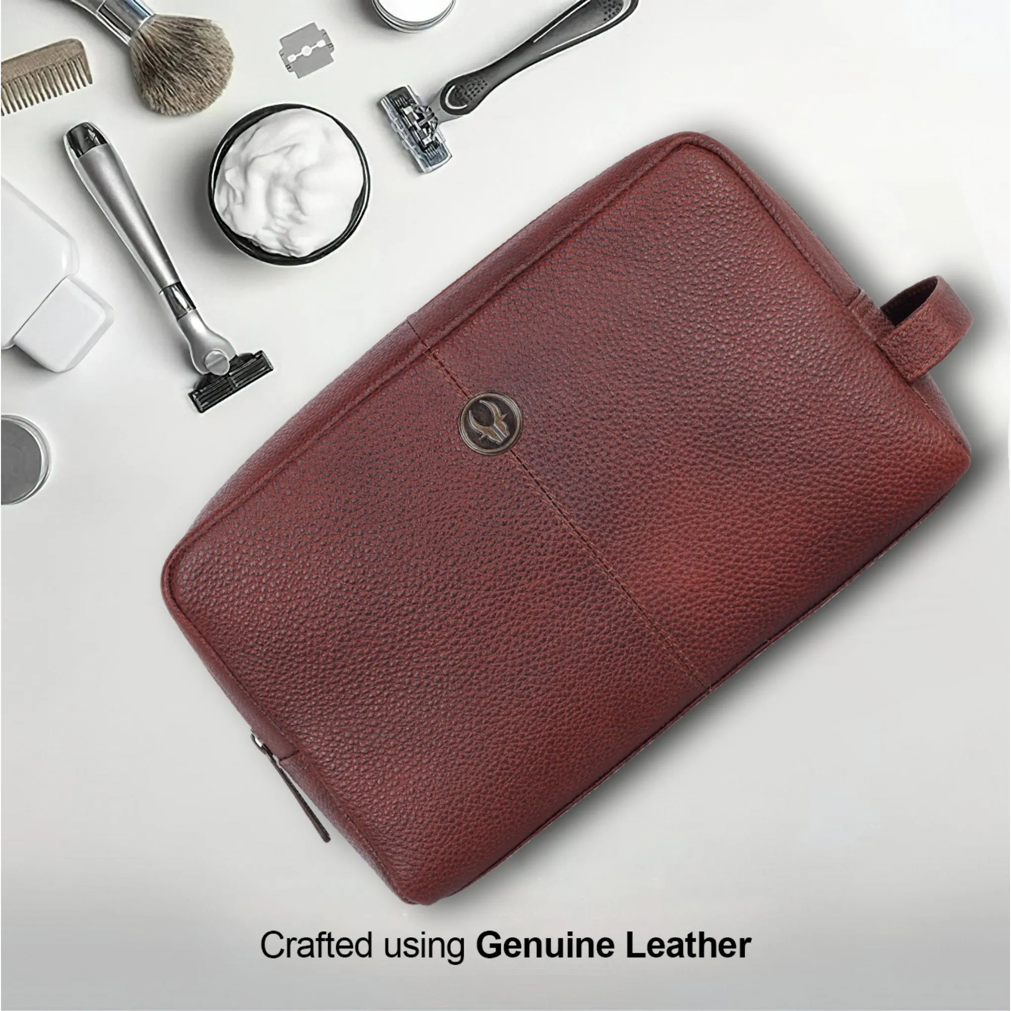 BRANDON Leather Toiletry Bag For Men & Women