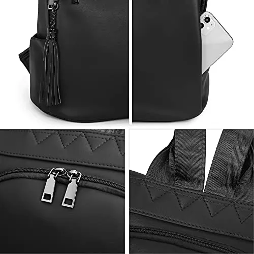 BROMEN Backpack Purse for Women Leather Anti-theft Travel Backpack Fashion Shoulder Bag Black