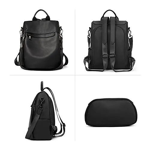 BROMEN Backpack Purse for Women Leather Anti-theft Travel Backpack Fashion Shoulder Bag Black