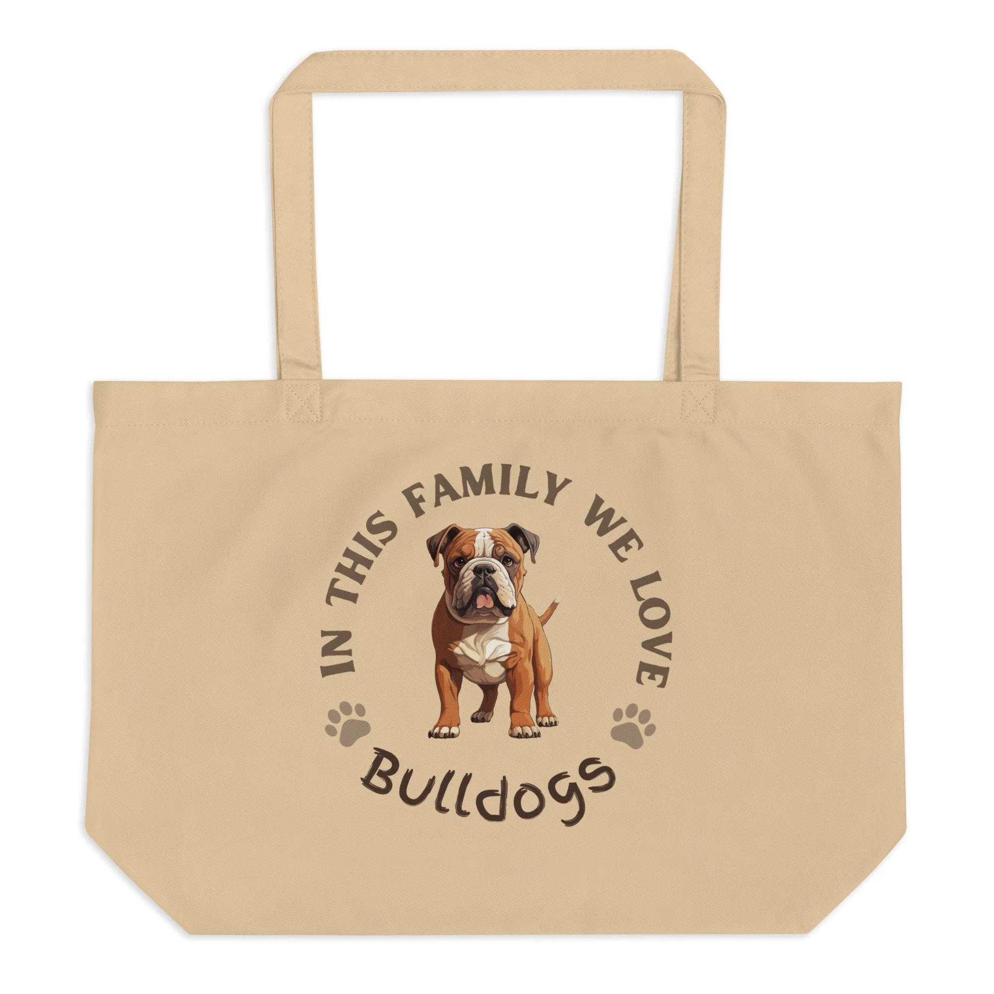 Bulldog Dog, Large organic tote bag