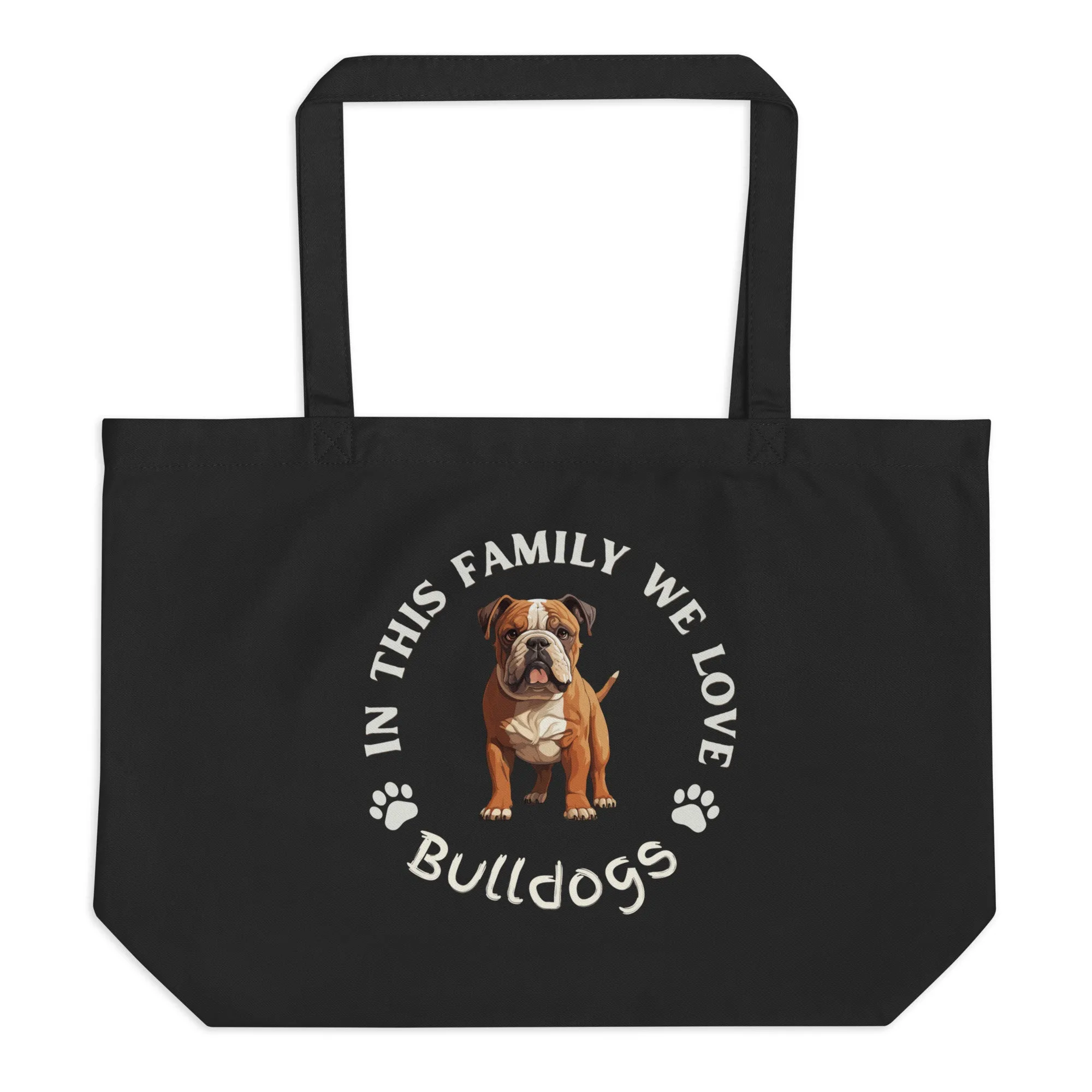 Bulldog Dog, Large organic tote bag