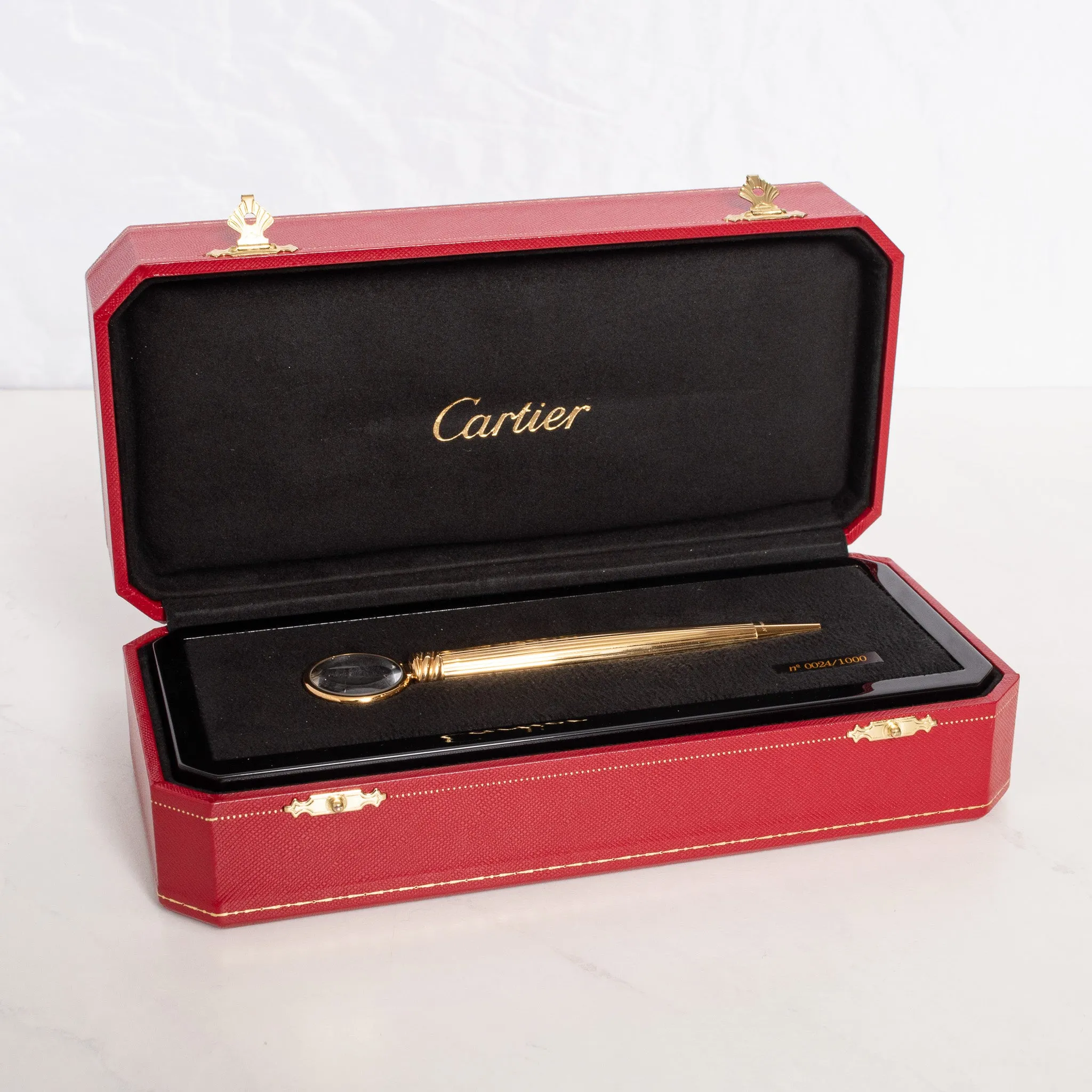 Cartier Limited Edition Gold Plated Magnifying Glass Ballpoint Pen - Low #024