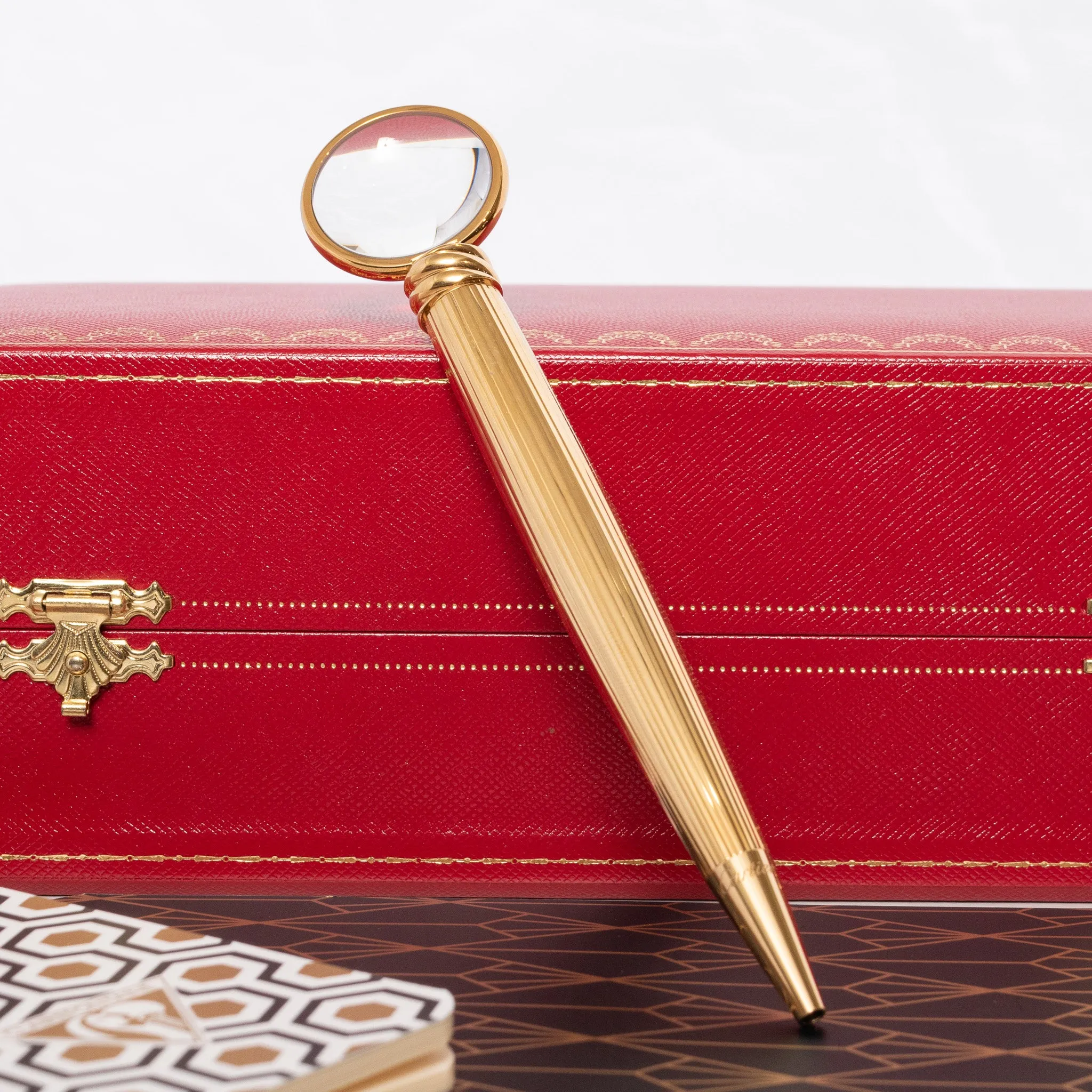 Cartier Limited Edition Gold Plated Magnifying Glass Ballpoint Pen - Low #024