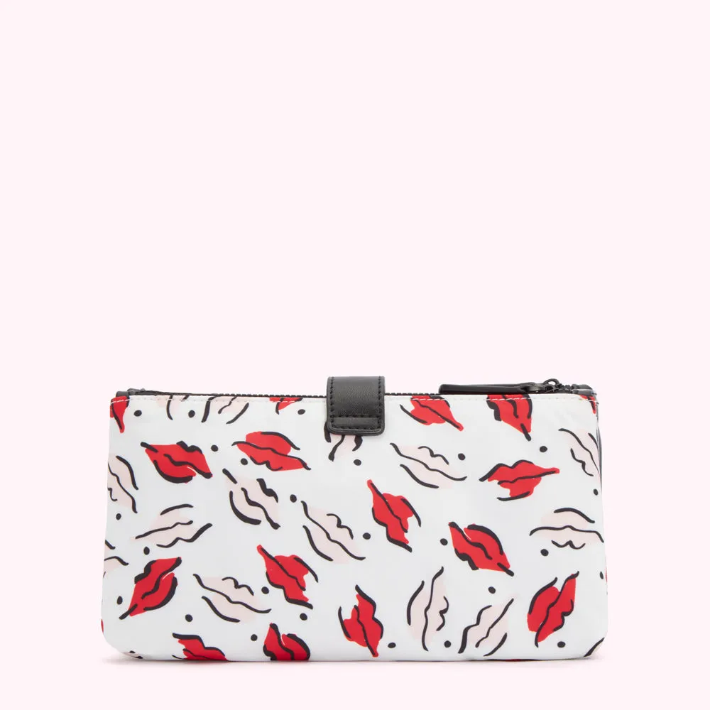 CHALK HANDPAINTED LIP PRINT DOUBLE MAKEUP BAG