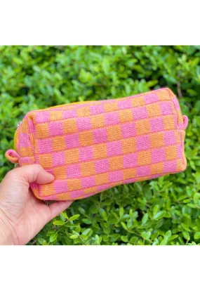 Check Yourself Cosmetic Bag | Orange/Pink