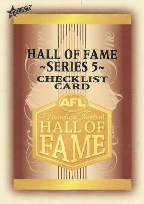 Checklist, Hall of Fame Red Back Parallel, 2018 Select AFL Legacy